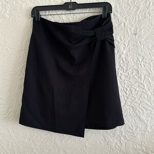 Saks Fifth Avenue Black Bow Waist Crossover A-Line Skirt